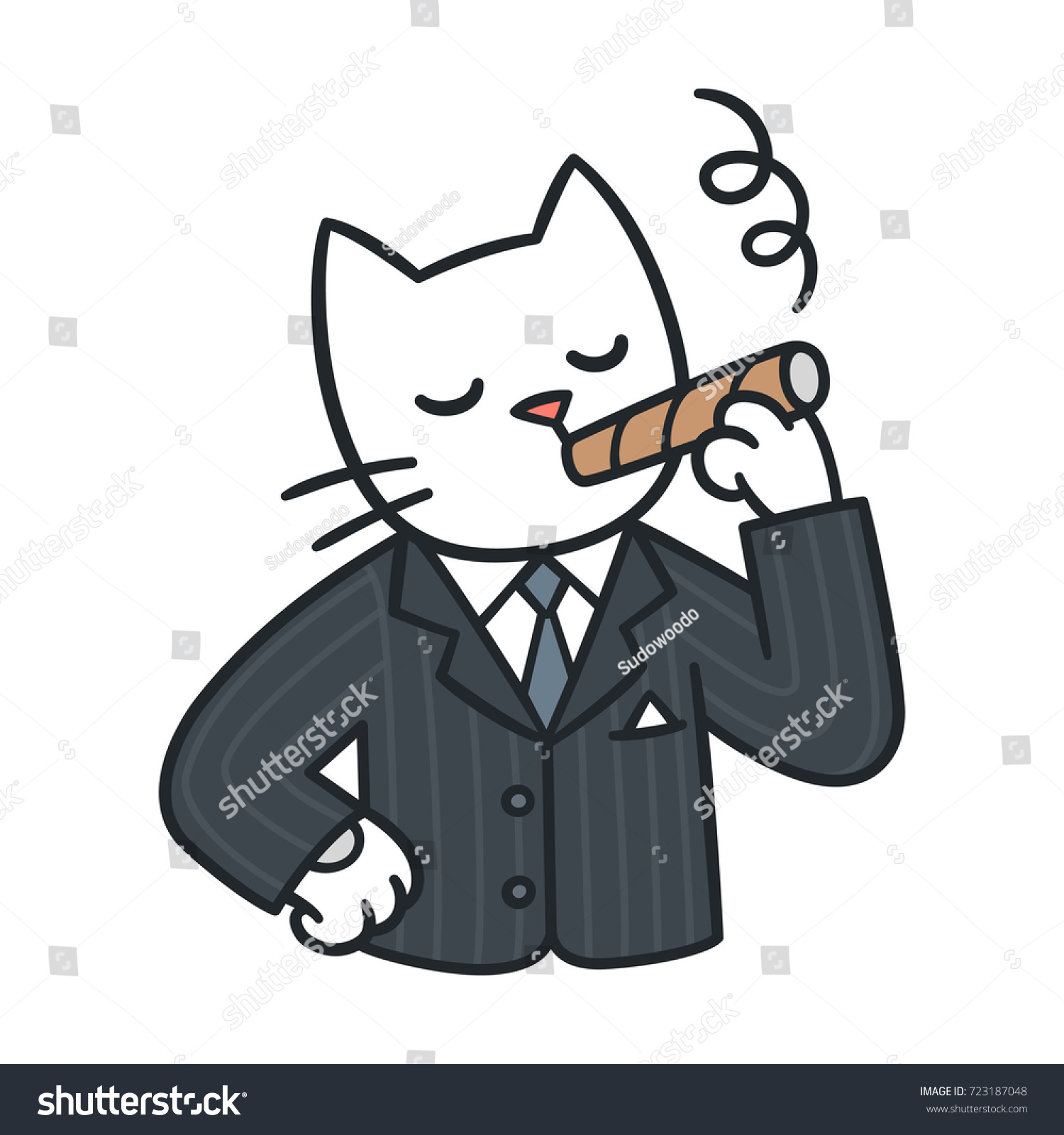 1500x1600 suit drawing cartoon cartoon cat business suit smoking cigar stock - Business Suit Drawing