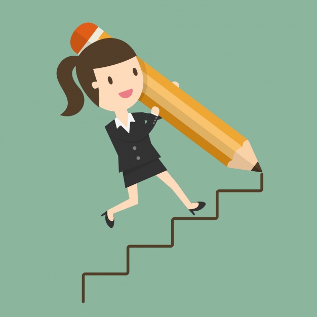 626x626 Businesswoman Drawing Stairs Vector Free Download - Business Woman Drawing