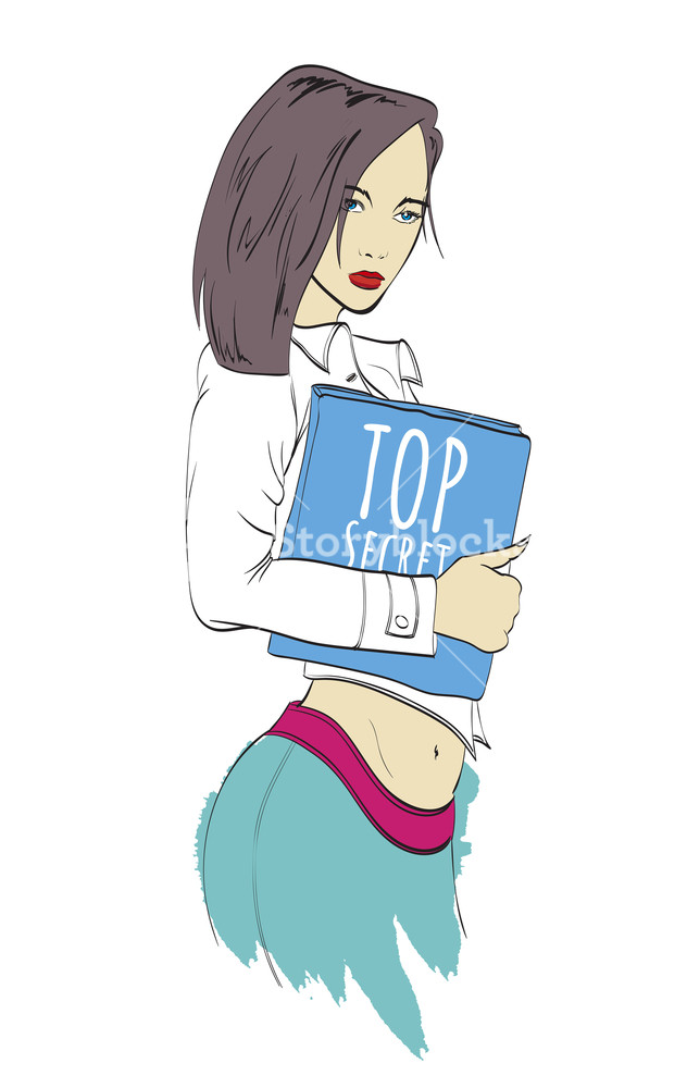 632x1000 fashion girl with a top secret folder fashion sketch the student - Business Woman Drawing