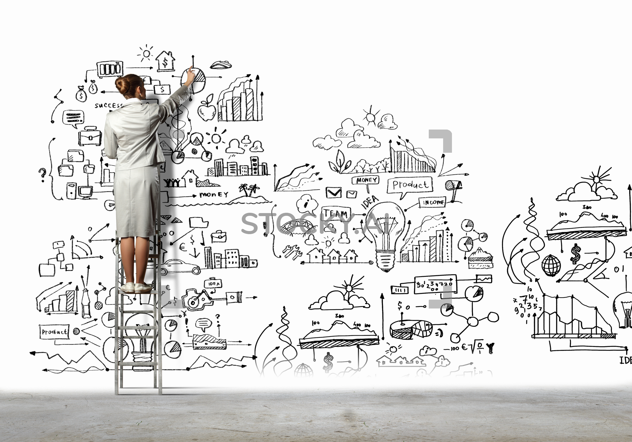 2071x1450 Image Of Businesswoman Drawing Sketch - Business Woman Drawing