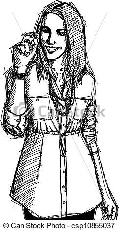 243x470 Sketch Business Woman Writting Something Vector Sketch, Comics - Business Woman Drawing