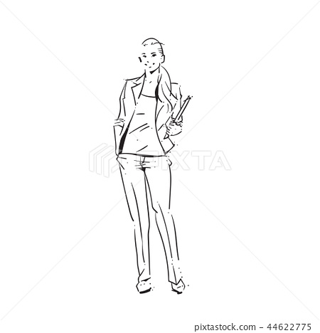 450x468 business woman holding folder concept businesswoman full length - Business Woman Drawing