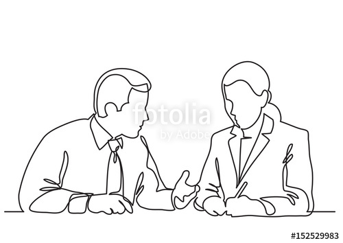 500x354 Sitting Businessman And Business Woman Discussing Work Process - Business Woman Drawing