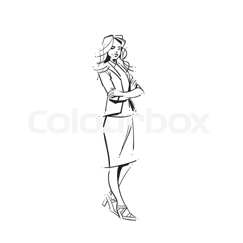 800x800 Business Woman Folded Hands Concept Stock Vector Colourbox - Business Woman Drawing