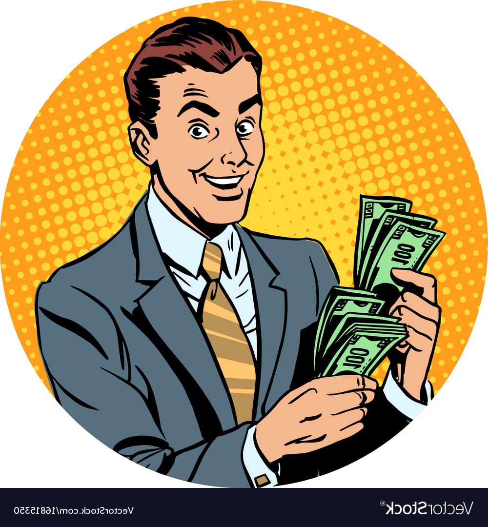 1000x1080 Top Businessman Counts Money Pop Art Avatar Character Vector - Businessman Drawing