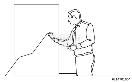 500x313 continuous line drawing of business presentation - Businessman Drawing