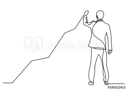 500x354 Continuous Line Drawing Of Business Situation - Businessman Drawing
