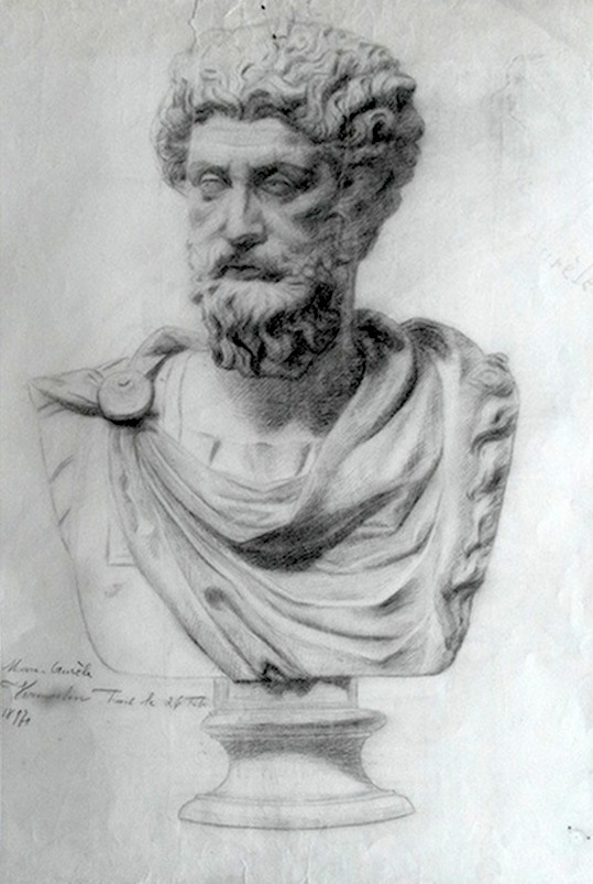539x803 figure drawing drawing of a bust of marcus aurelius and poseidon - Bust Drawing