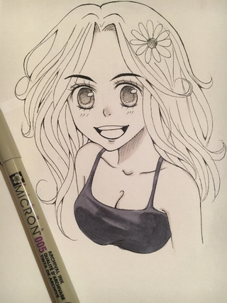 320x427 shoujo style manga girl bust drawing practice - Bust Drawing