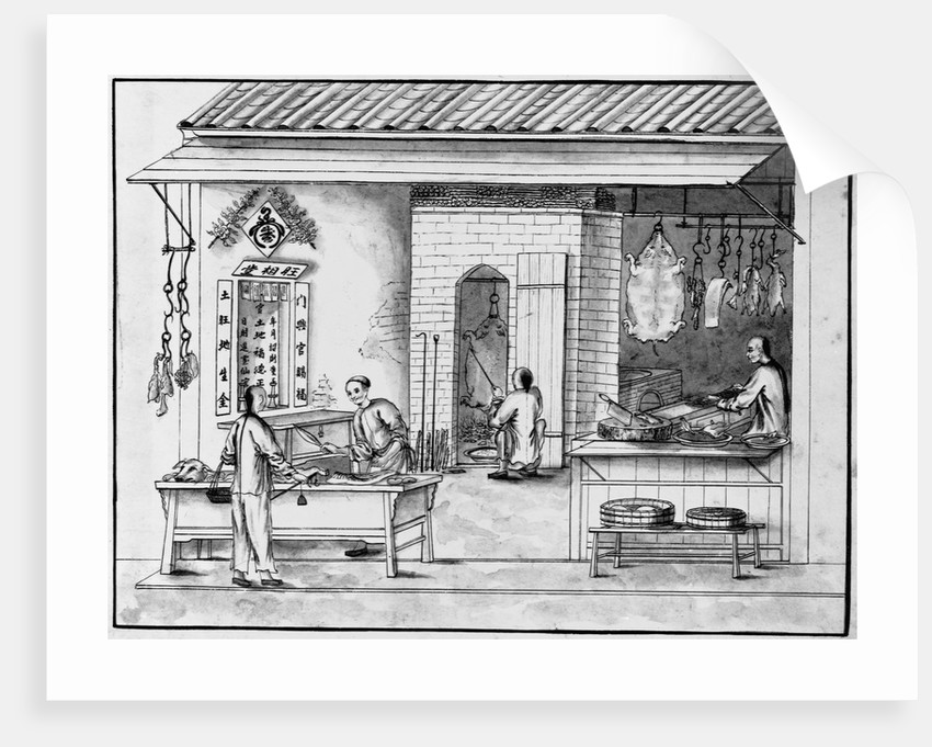 850x681 eighteenth century chinese drawing of a butcher shop posters - Butcher Drawing
