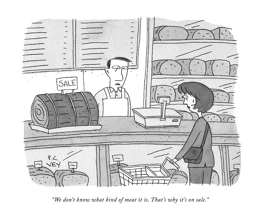 900x769 Mystery Meat On Sale Drawing - Butcher Drawing