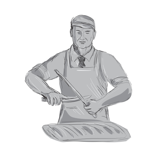 630x630 vintage butcher sharpen knife drawing - Butcher Drawing