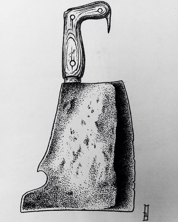 750x937 Tattoo Design Available - Butcher Knife Drawing