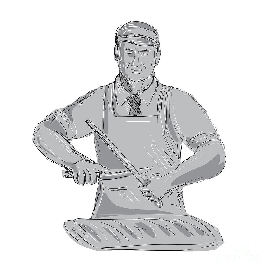900x900 vintage butcher sharpen knife drawing digital art - Butcher Knife Drawing