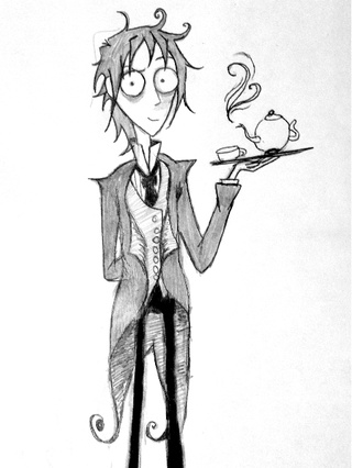 320x426 A Tim Burton Style Drawing Of Sabestian From Bb - Butler Drawing