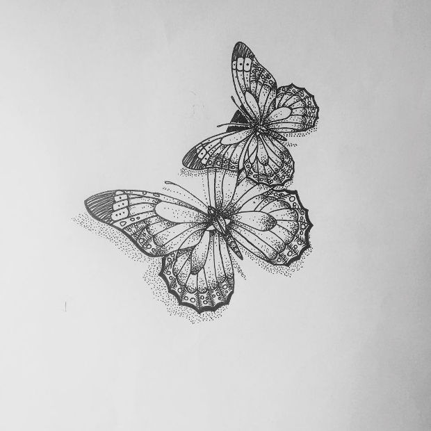 620x620 Simple Butterfly Drawing Drawings Art Ideas Design Trends - Butterfly Black And White Drawing