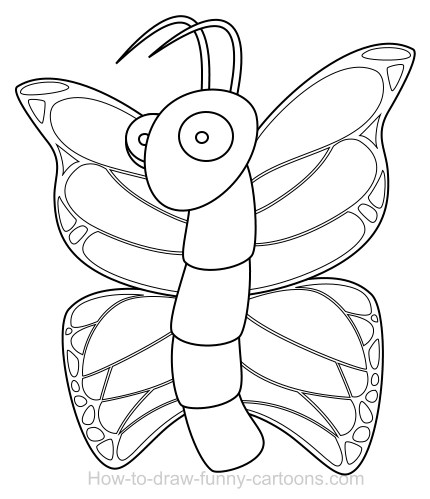 430x499 Drawing A Butterfly Cartoon - Butterfly Cartoon Drawing