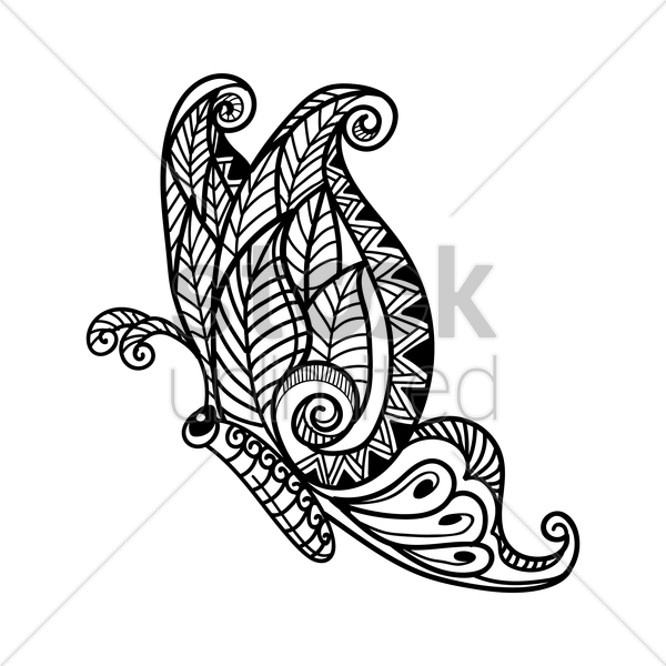 600x600 Decorative Butterfly Design Vector Image - Butterfly Design Drawing