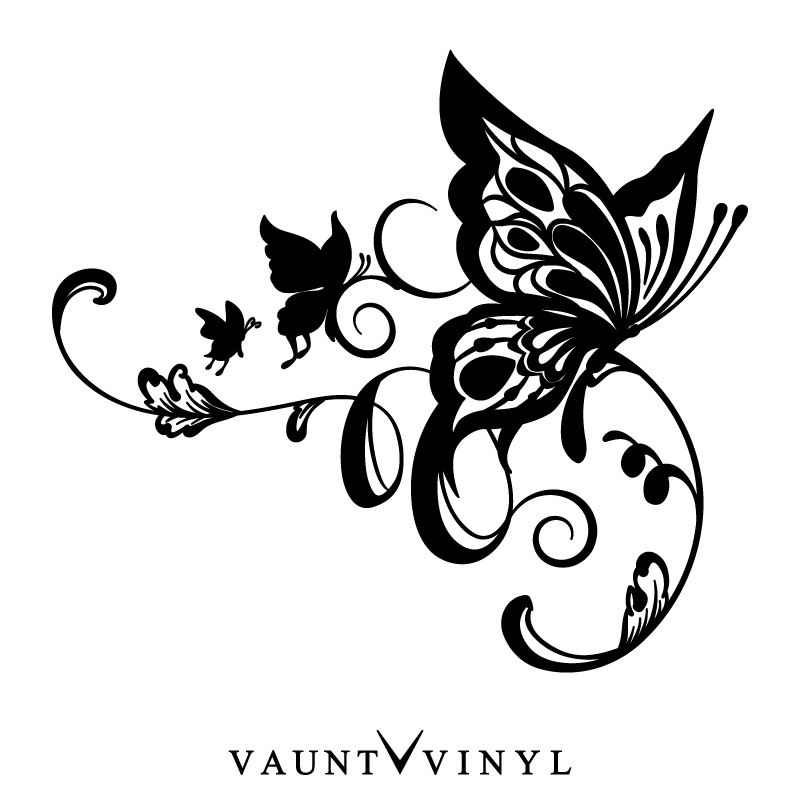 800x800 Vaunt Vinyl Sticker Store Pretty Right And Left Set Butterfly - Butterfly Design Drawing