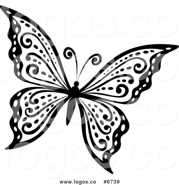 600x620 Patterns Costumes Butterfly Clip Art - Butterfly Drawing Black And White