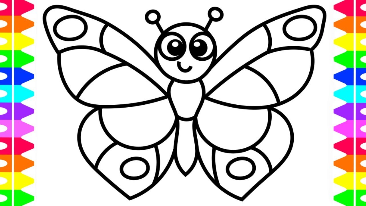 1280x720 Learn How To Draw A Butterfly Easy Coloring Pages For Kids - Butterfly Drawing Easy