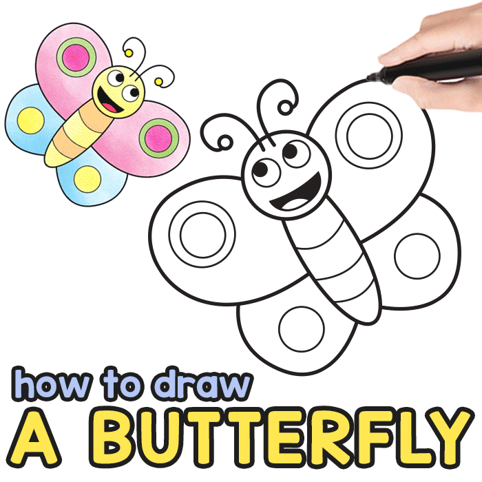 700x700 How To Draw A Butterfly Step - Butterfly Drawing For Children