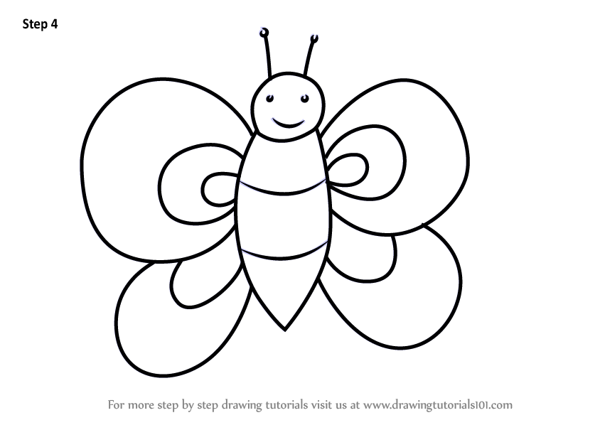 844x598 Learn How To Draw A Butterfly For Kids - Butterfly Drawing For Kids