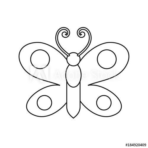 500x500 Butterfly Drawing Coloring Pages For Kids Vector Stock - Butterfly Drawing For Kids