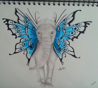 320x289 finished my elephant with butterfly ears xd my ideas are kinda - Butterfly Drawing Ideas