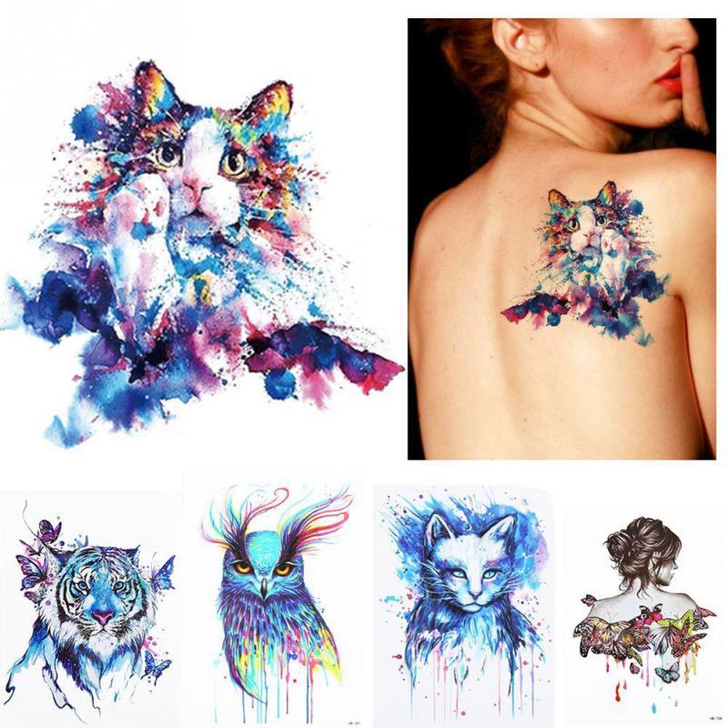 800x800 Diy Body Art Temporary Tattoo Colorful Animals Watercolor - Butterfly Drawing Tattoo