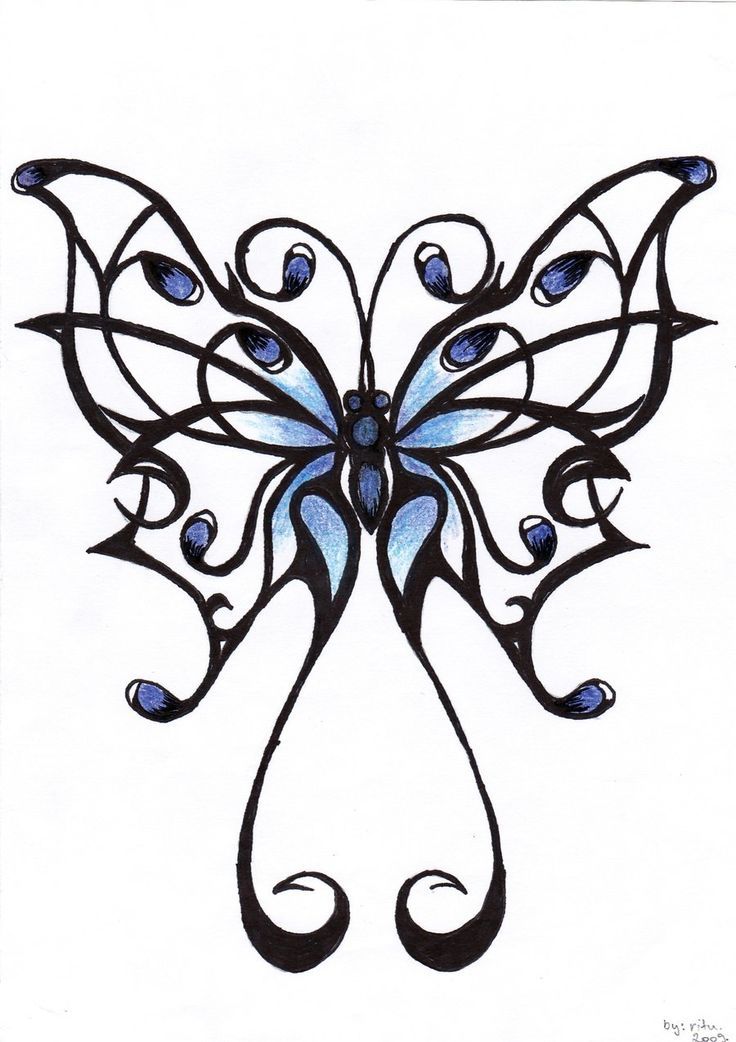736x1042 Easy Draw Butterfly Tattoos Ideas And Designs - Butterfly Drawing Tattoo