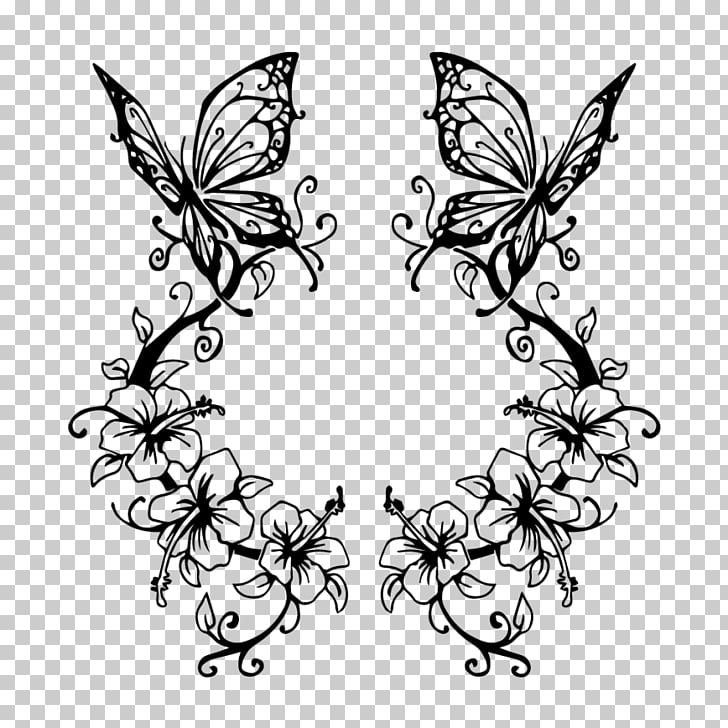 728x728 Tattoo Butterfly Drawing Flash Cover Up, Butterfly Png Clipart - Butterfly Drawing Tattoo