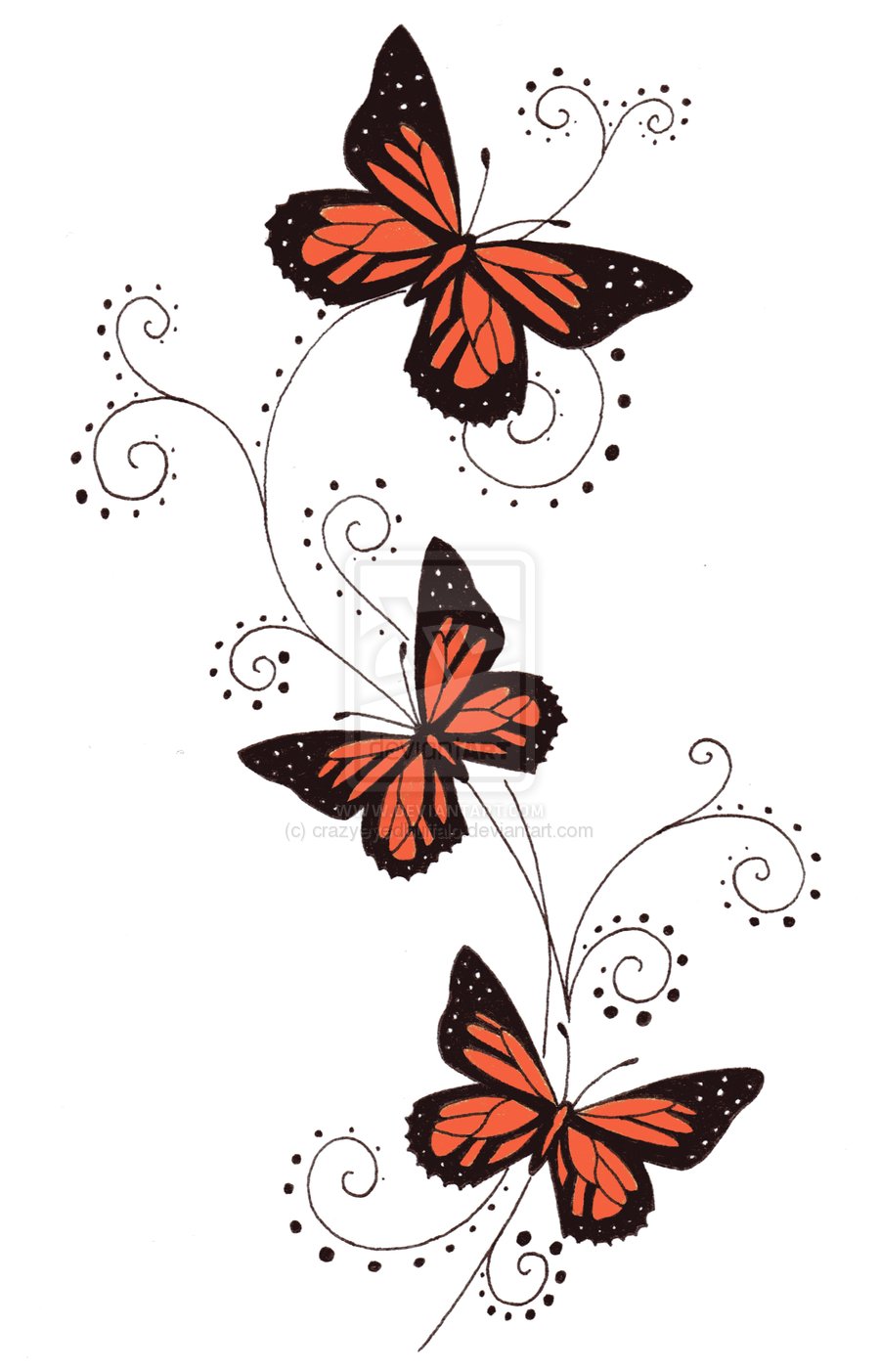 900x1403 Awesome Colored Butterflies Tattoo Design - Butterfly Drawing Tattoo