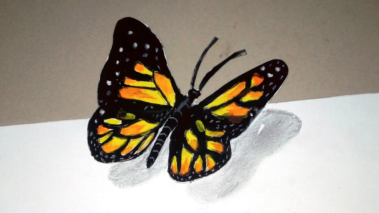 1280x720 How To Draw Butterfly Flying Butterfly - Butterfly Flying Drawing