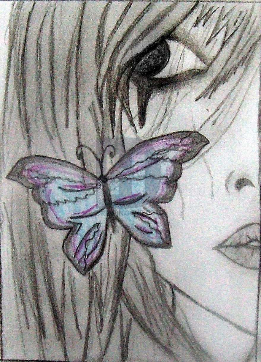 880x1218 Butterfly Girl Drawing - Butterfly Girl Drawing