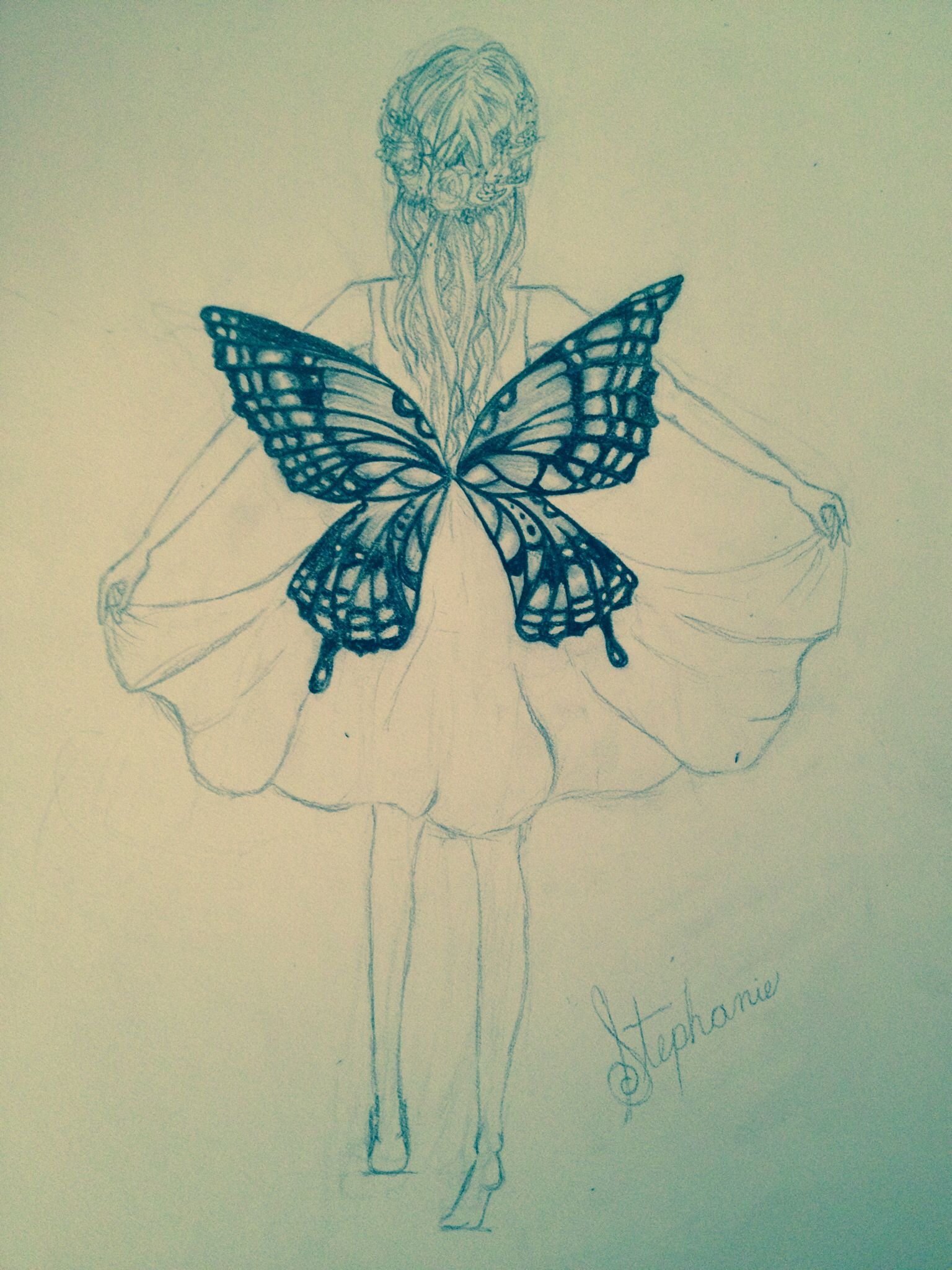 1536x2048 Butterfly Girl Sketch - Butterfly Girl Drawing
