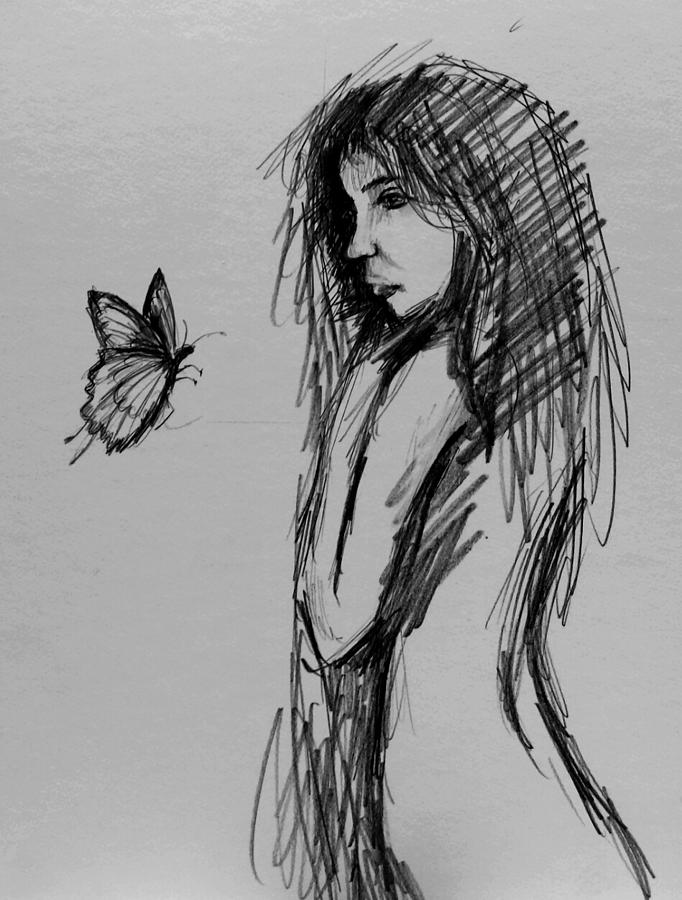 Butterfly Girl Drawing at Explore collection of