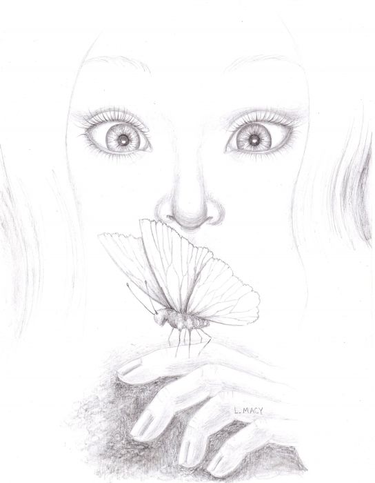 544x700 sketch fest! - Butterfly Girl Drawing