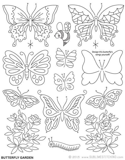 507x650 Butterfly Garden Embroidery Patterns Brooklyn Craft Company - Butterfly In Garden Drawing