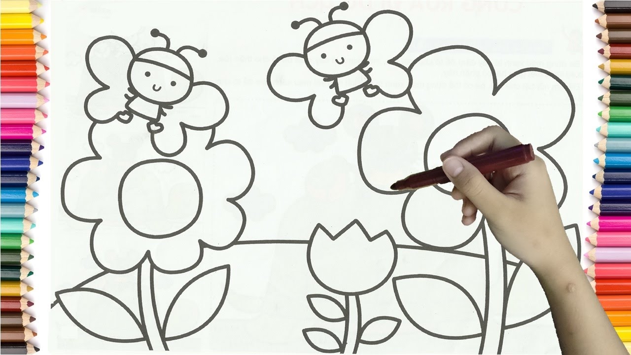 1280x720 Learning How To Draw Butterfly In Flower Garden Colorful For Kids - Butterfly In Garden Drawing