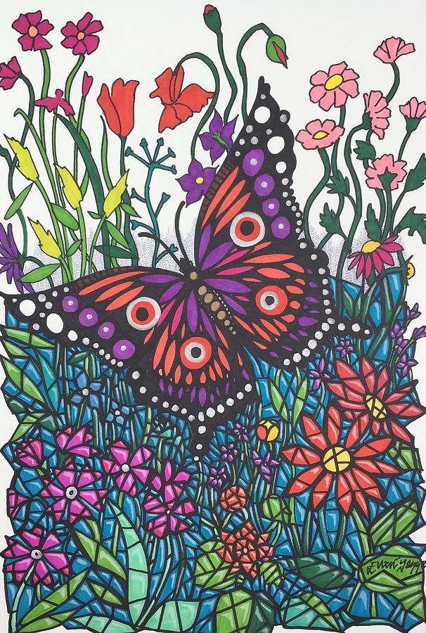 606x900 Draw A Girl Easy - Butterfly In Garden Drawing