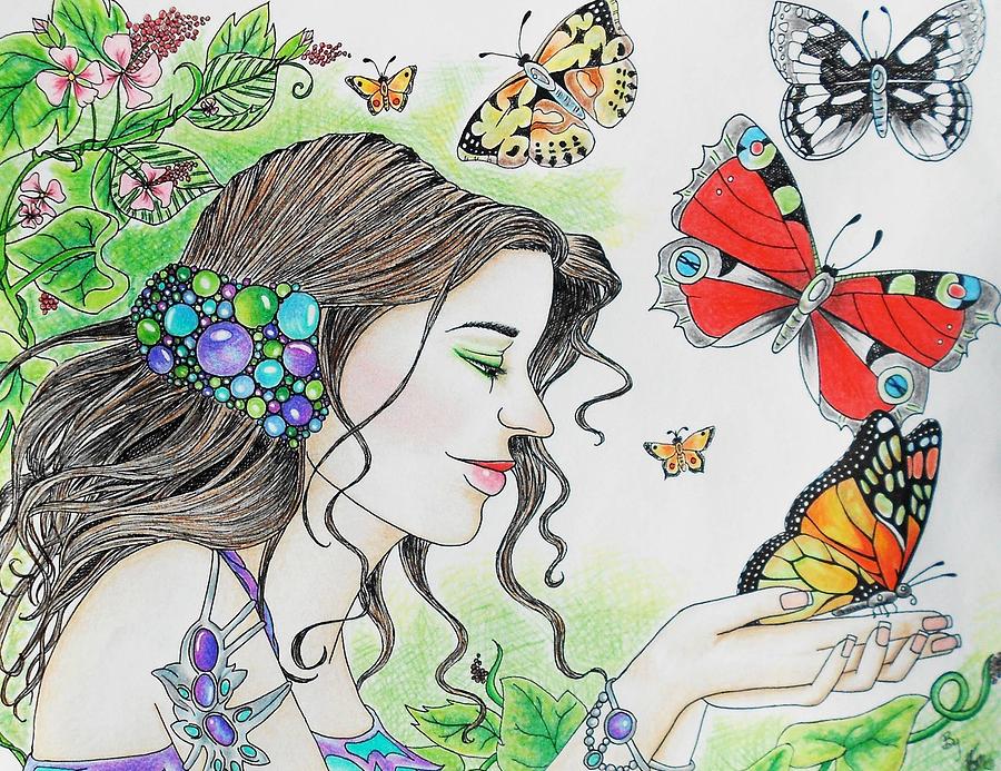 900x693 Butterfly Garden Drawing - Butterfly In Garden Drawing