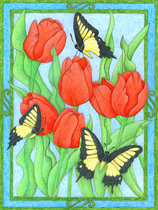 225x300 Butterfly Garden Drawings - Butterfly In Garden Drawing