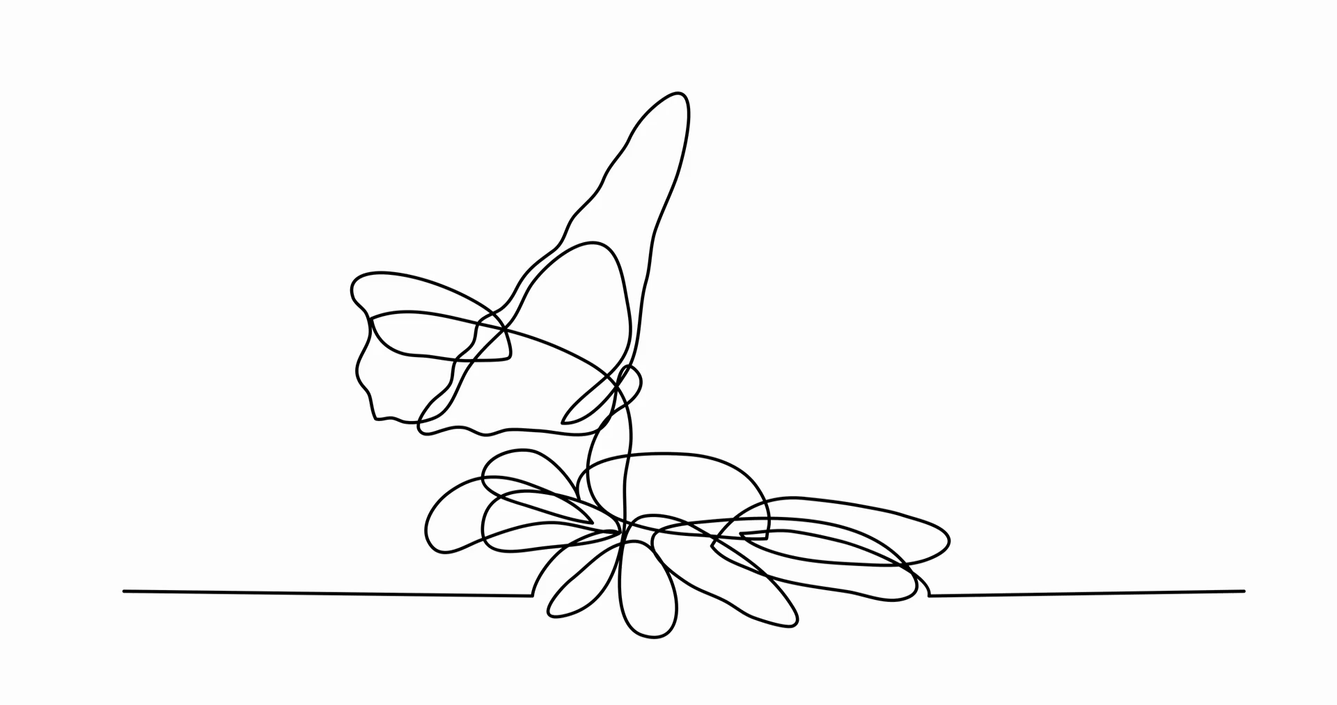 1920x1013 Self Drawing Animation Of Single Line Drawing Of Butterfly - Butterfly Line Drawing