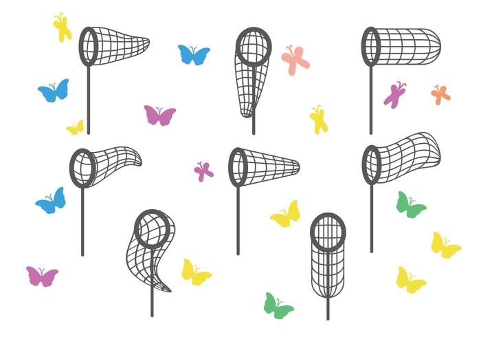 700x490 butterfly net vector set - Butterfly Net Drawing