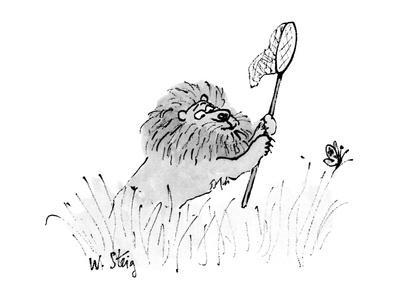 400x300 lion with butterfly net chases butterfly - Butterfly Net Drawing