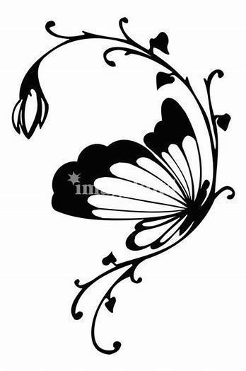 348x524 Drawings Of Flowers And Butterflies Letter Alimy Us - Butterfly On Flower Drawing