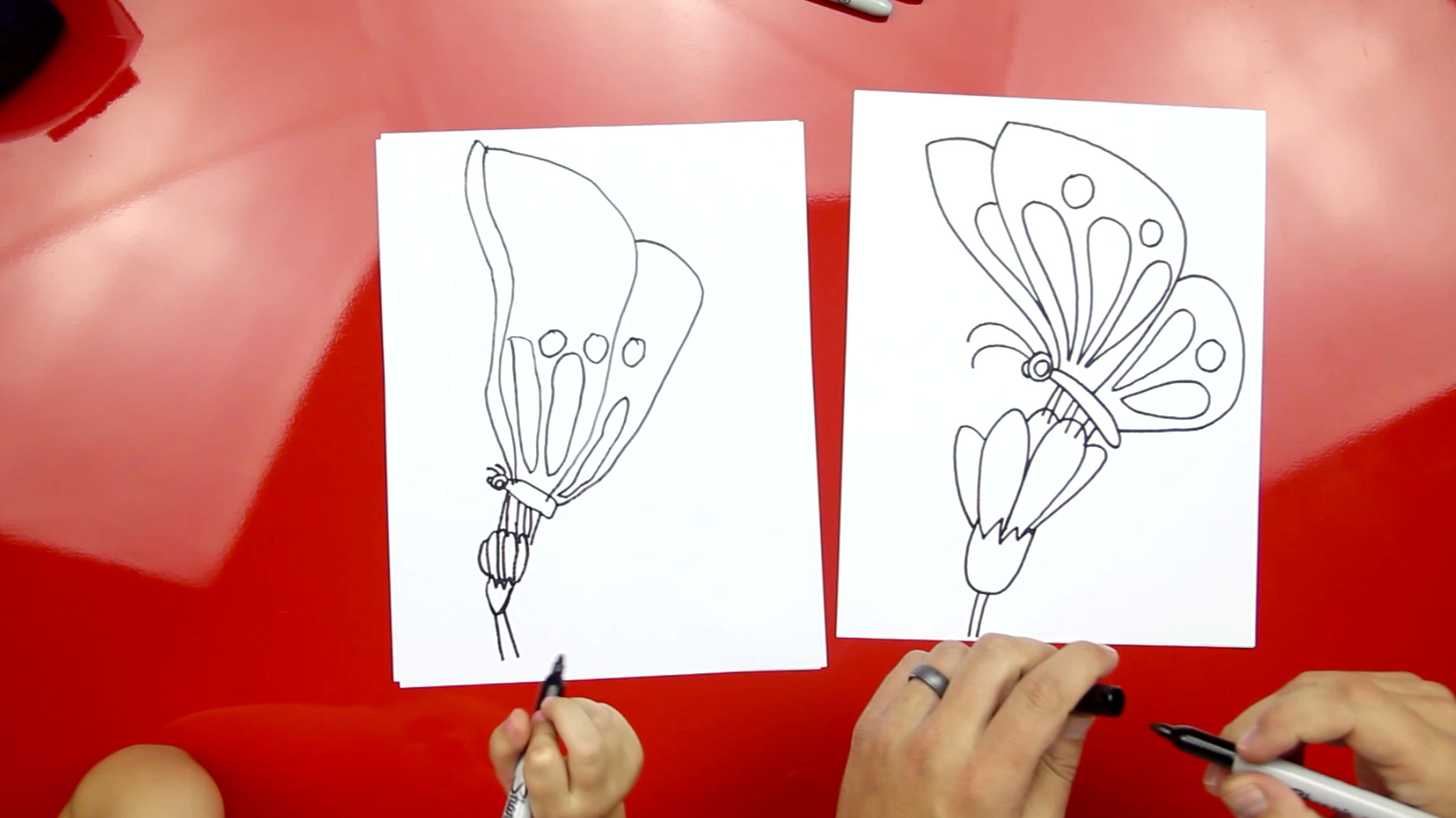 2322x1306 How To Draw A Butterfly On A Flower - Butterfly On Flower Drawing