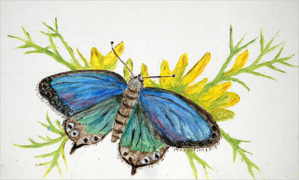 600x362 Butterfly Drawings, Art Ideas Free Premium Templates - Butterfly On Flower Drawing