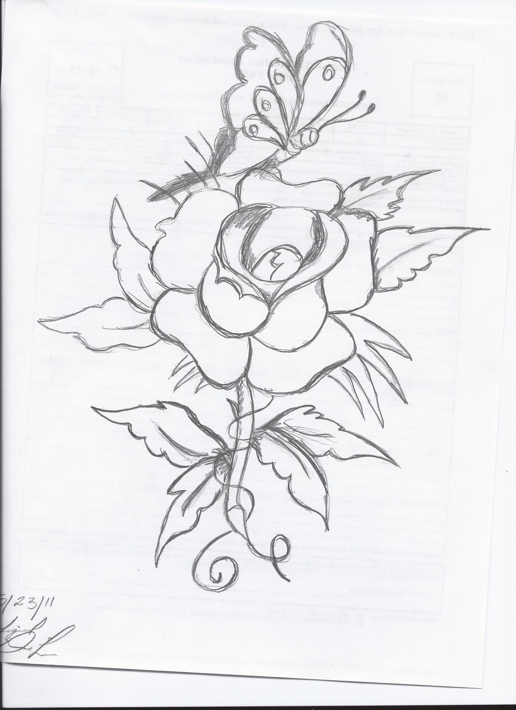 1700x2338 Pencil Drawing Of Flower With Butterfly Flower And Butterfly - Butterfly On Flower Drawing